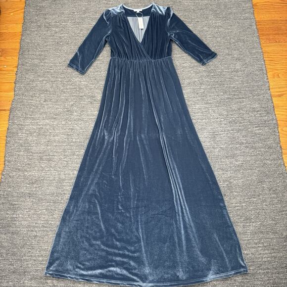 Baltic Born Dress Women Large Blue Maxi V-Neck Velvet Sofia Gown Event Formal - Picture 1 of 11
